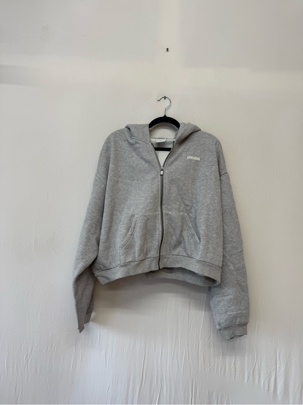 GYMSHARK Women's Cosy Luxe Zip Through Hoodie Size L in Soft Grey Marl - Picture 4 of 9